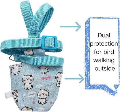 Adjustable Bird Diaper Harness Flight Suit Clothes with 80 Inch Flying Leash Rope for Parrots Conure Cockatiel (Blue,Sulphur-Crested Cockatoo)