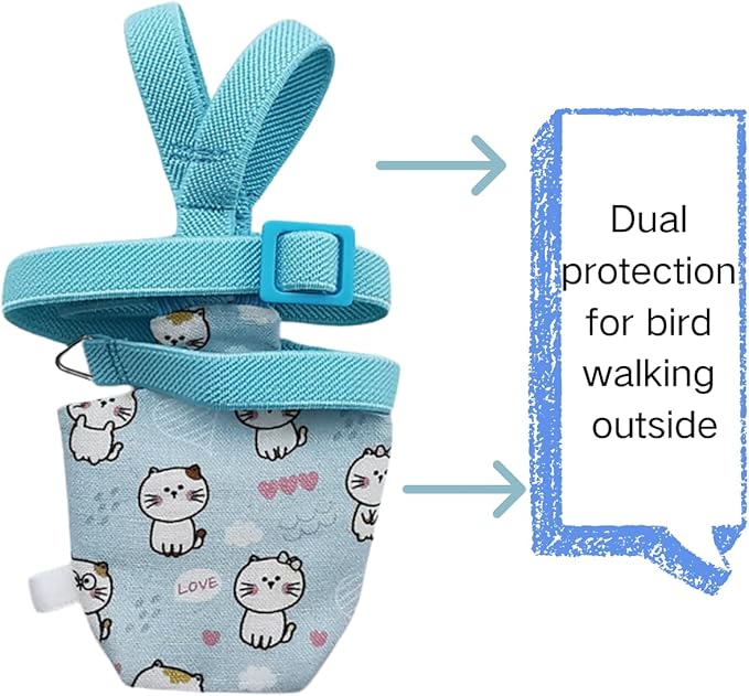 Adjustable Bird Diaper Harness Flight Suit Clothes with 80 Inch Flying Leash Rope for Parrots Conure Cockatiel (Blue,XS)