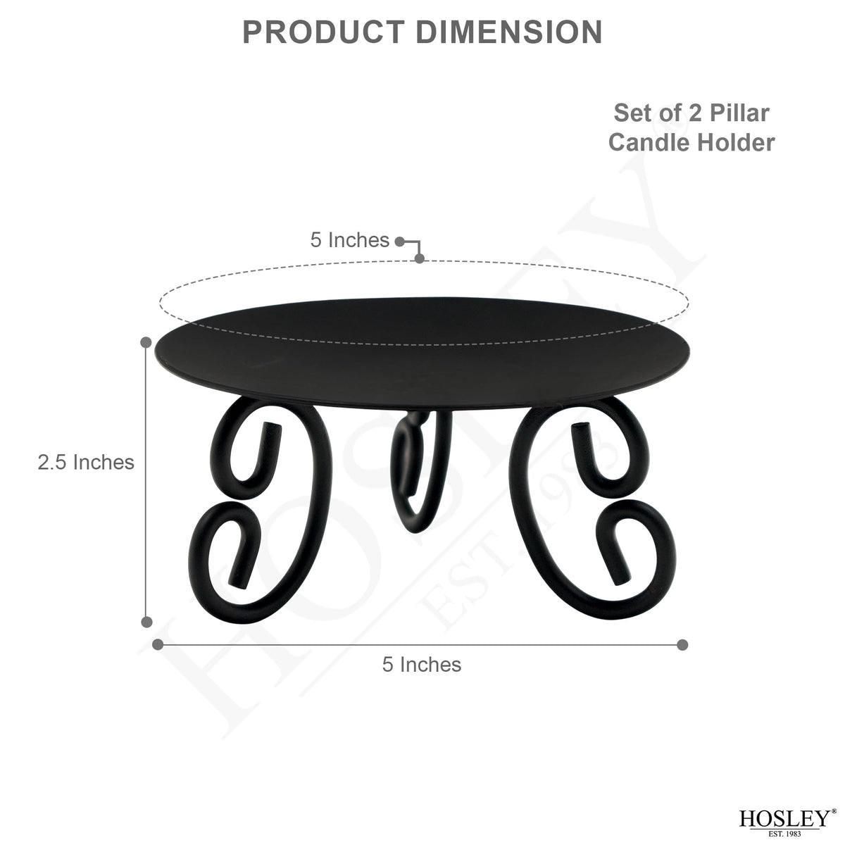 Hosley Set of 2 Pillar or LED Candle Holder 5 inch Diameter Gift for Farmhouse Weddings or can be Used for Aromatherapy and Spa O5