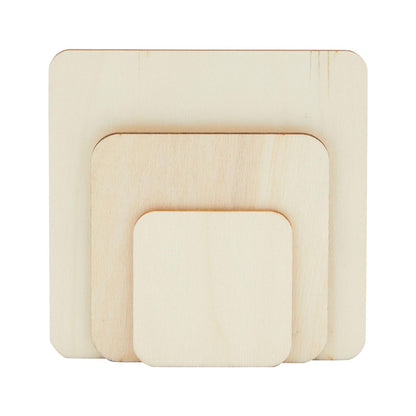 Bright Creations 70 Pack Unfinished Wood Squares for Crafts, Wood Burning, Engraving (3 Sizes, 2", 3", 4") - Wooden Pieces for Crafts