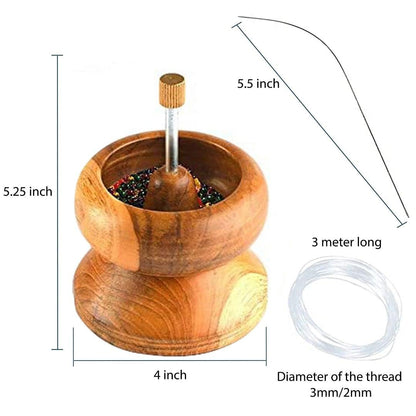 Shop LC Seed Bead Spinner for Bracelet Making Kit - Clay Beads Spinner with Big Eye Beading Needle and 3 Meter Long Thread Wooden Crafting Valentines Day Gifts for Womens - Teak Wood