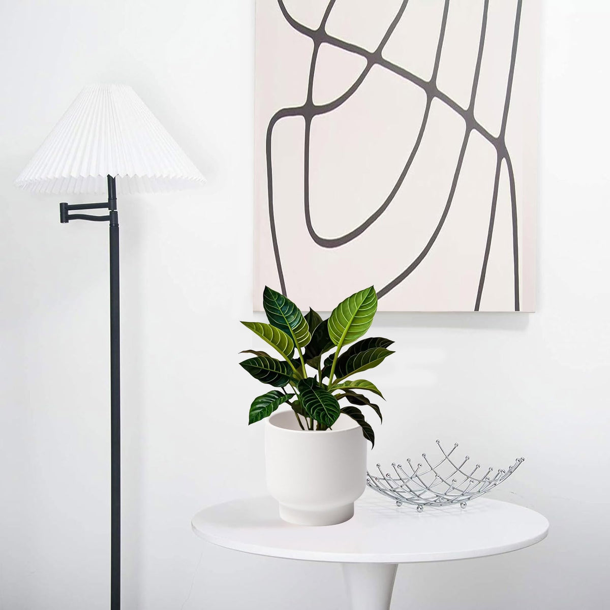 LB White Ceramic Planters for Indoor Plants, Succulent Plant Pots Ceramic Flower Pots, Modern Plant Pot for Living Room Office Home Decor, Round Flower Pot of 4.3 Inch(Plant Not Included)