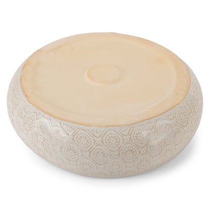 Napco Diamond and Circular Embossed Antique White 8.75 Inch Ceramic Flower Pot Planter