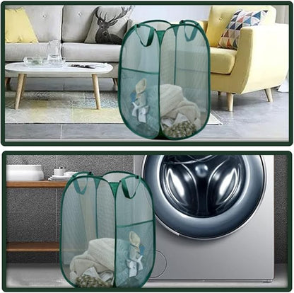 Pop Up Laundry Hamper, Reinforced Mesh Laundry Basket, Folding Clothes Storage