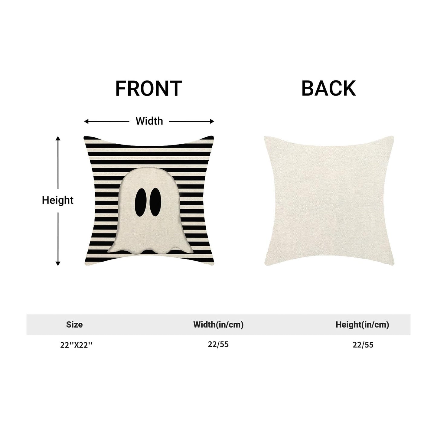 Yxuiyal Halloween Pillow Covers 22x22 Set of 2 Black Stripe Cute Ghost Throw Pillow Covers for Home Decoration Cushion Case for Couch Sofa Halloween Decor