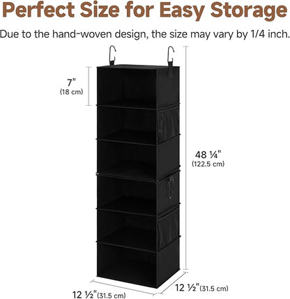 StorageWorks Hanging Closet Organizer 6-Shelf, Separable Two 3 Shelf Closet