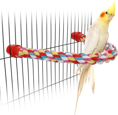 Birds Rope Perch Bungee Perch Adjustable Parrot Cage Stand Chewing Swing Toy Climbing Ropes for Small Medium Parrot Spiral Rope Cage Accessories