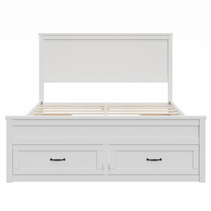 GDFStudio Queen Size Storage Bed Frame with 6 Drawers, 48.8" Tall Headboard Platform Bed Frame with Wooden Slats, Modern Bedroom Storage Furniture, No Box Spring Needed, White