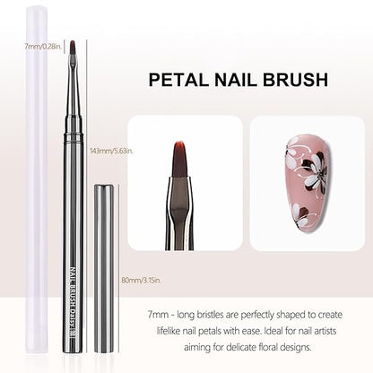 3Pcs Nail Art Brushes Set for Flower Petal Butterfly Drawing, 3D Gel Acrylic