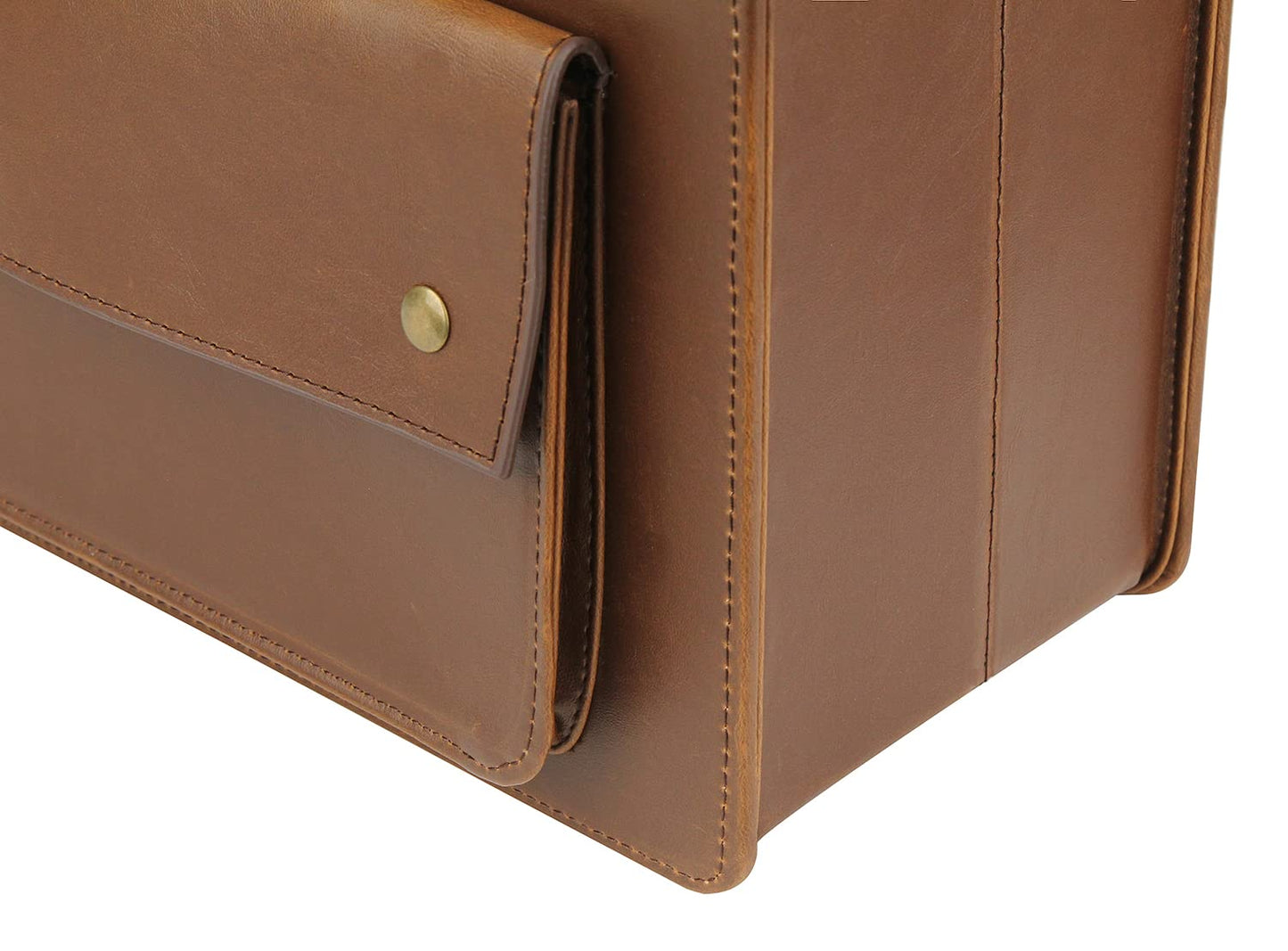 HofferRuffer Magazine Basket Holder, Foldable Magazine Rack, Document File Holder Organizer, File Folder, Newspaper Storage Bin Organizer for Home or Office (Brown)