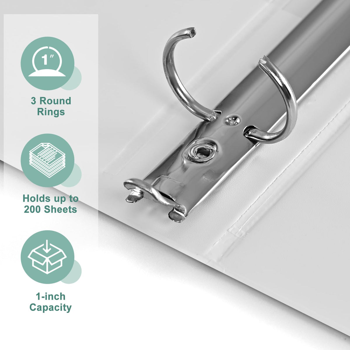 SUIN Basic 1-Inch 3-Ring-Binder, Customizable Clear View Cover, for US Letter Size 8-1/2 x 11'', Perfect for Office/School (White - 24 Packs)
