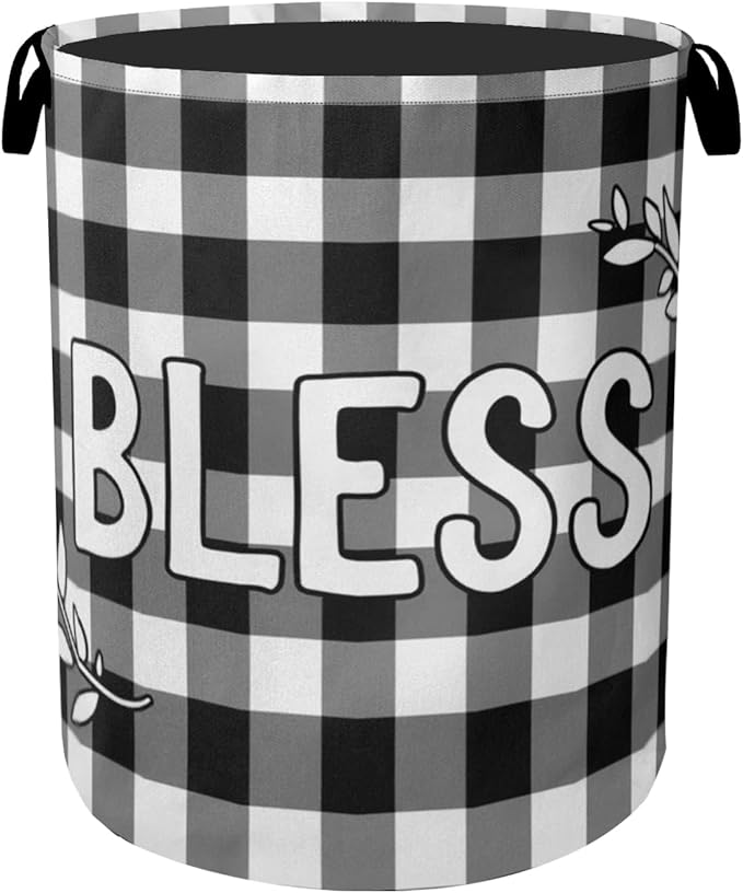 Checkered Bless Laundry Basket, Waterproof Fabric Storage Basket