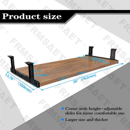 FRMSAET Furniture Accessories Office Product Suits Hardware 20/24/30 inches Keyboard Drawer Tray Wood Holder Under Desk Adjustable Height Platform. (30 inches, Brown)