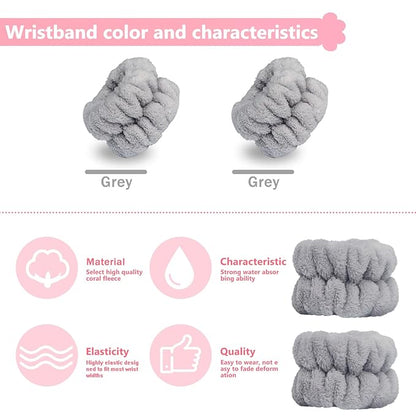 2pcs Wrist Bands for Washing Face, Microfiber Face Washing Wristbands, Arm
