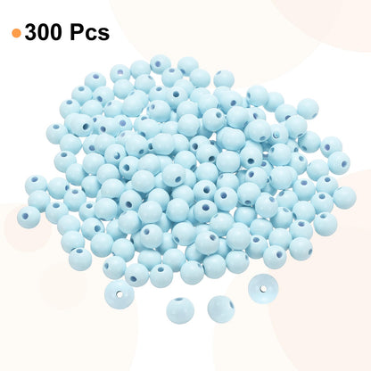 HARFINGTON 300pcs 12mm Light Blue Wood Beads 3.3mm Large Hole Round Wooden Loose Spacer Beads for Jewelry Making Necklace Bracelets DIY Crafts Macrame Handmade Decorations