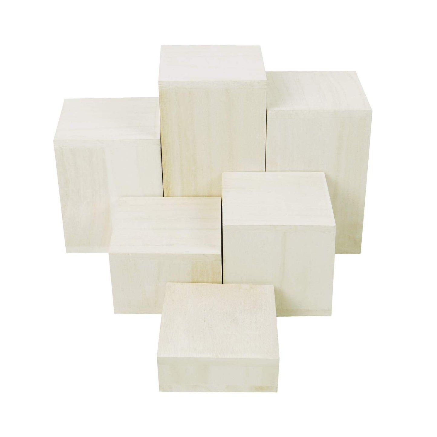 Mooca Wooden 6 Pcs Square Risers for Display Jewelry and Accessories Display Stand (Wash White)