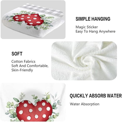 Valentine Bathroom Hand Towels, 2 Packs Decorative Pink Love Heart Kitchen