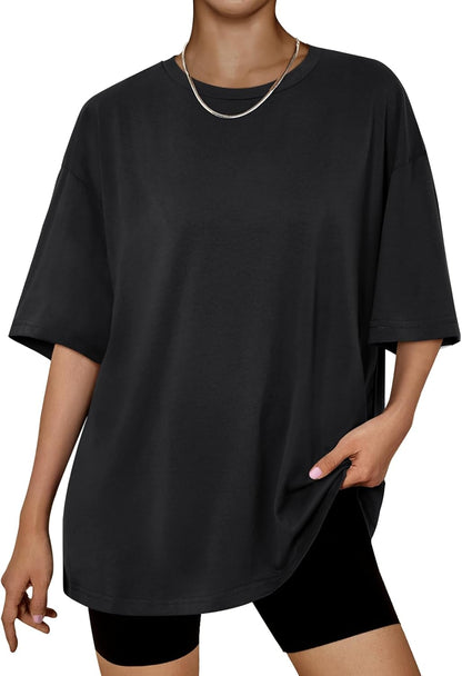 Trendy Queen Womens Oversized Summer T Shirts Plus Size Batwing Cute Casual Tops Short Sleeves Fashion Workout Clothes