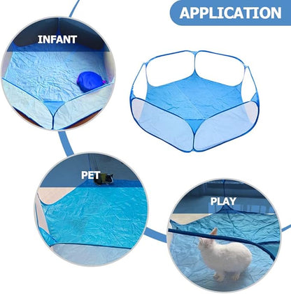LUOZZY Animal Baby Playpen Foldable Fence Anti-Slip Bases Baby Playard Breathable Pet Playpen Indoor Outdoor Yard Fence for Kitten Puppy Bunny Hamster Ferret, 47Inch