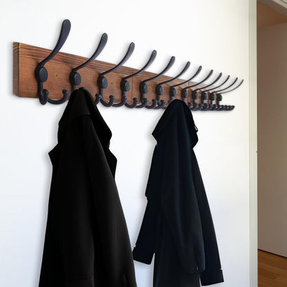 Homagic Wall Mount Coat Rack 47.3'' Burnt Brown Hanger - Rustic Towel Rack for Bathroom, Living Room - Hooks for Coats, Hats, Clothes