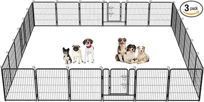 BestPet | Dog Playpen | 32 Inch, 24 Panels | Heavy Duty Metal Pet Exercise Pen | Indoor Outdoor Fence Panels | Rust-Resistant, Removable, Tool-Free Setup | Anti-Skid, Expandable Design