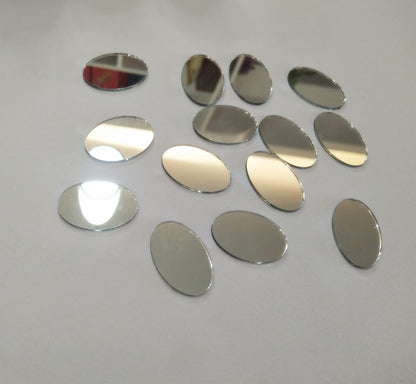 100pcs of Oval Mosaic Tiles,Mosaic Glass Mirror Pieces for DIY Crafts Vases Flowerpots Home Decoration Arts (Silver Mirror)