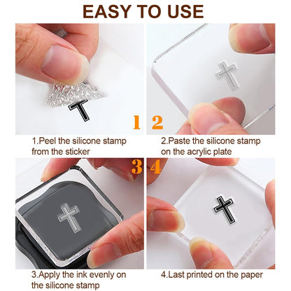 GLASSWINDS 6Pcs Christian Bible Verse Clear Stamps for Card Making Easter Blessing 20 Craft Ink Pad 3 Acrylic Stamp Block Silicone Stamp with Greeting Words Rubber Stamps for Crafting DIY Scrapbooking