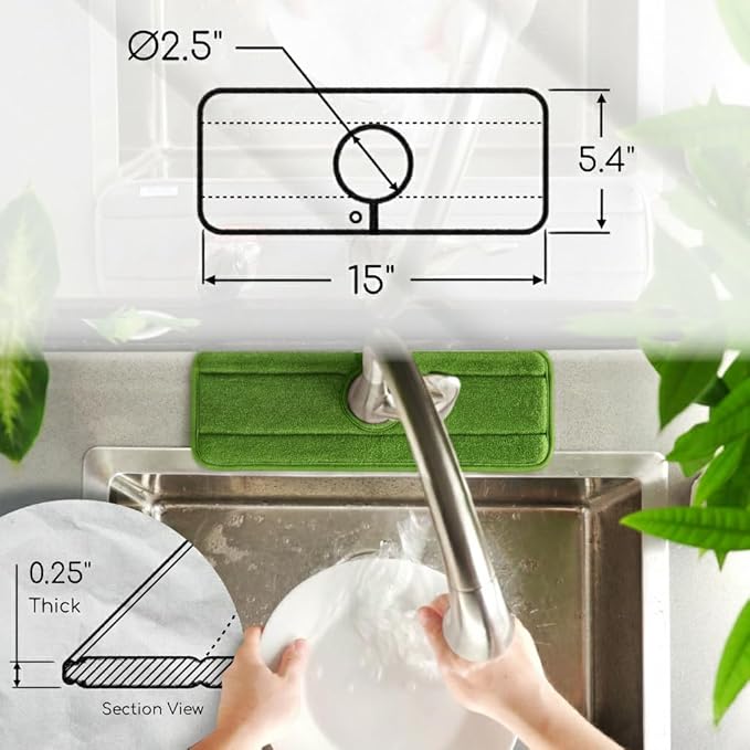 Ternal Original SINKMAT 15in Faucet Splash Guard Extra Long Microfiber Sink