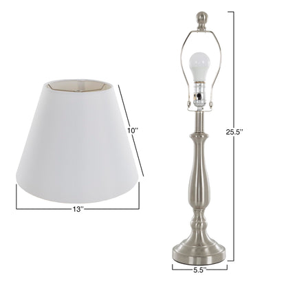 Lavish Home 3-Piece Home Lighting Set - Coordinating Bundle with 2 Table Lamps and 1 Floor Lamp for Home and Office Decor (Silver)