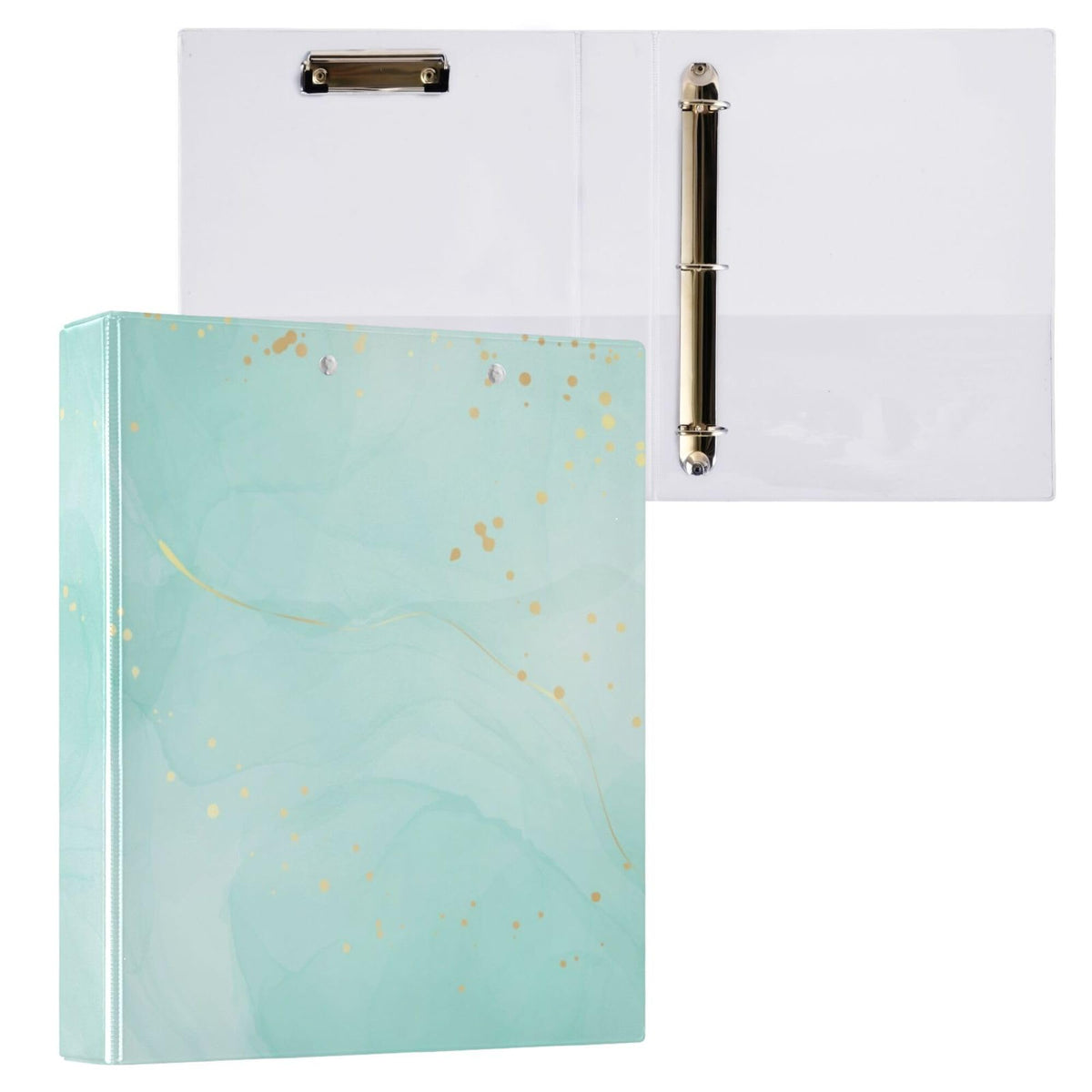 Turquoise Round Ring Binders 1.5 Inch Marble Tie Dye Style 3 Ring Clipboard Binder for Office School Work Supplies File Folder Document 200 Sheet Capacity Easy Open