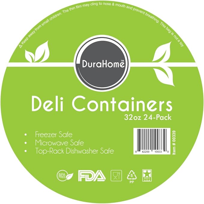 DuraHome - Deli food Storage Containers - Clear Plastic Premium Quality
