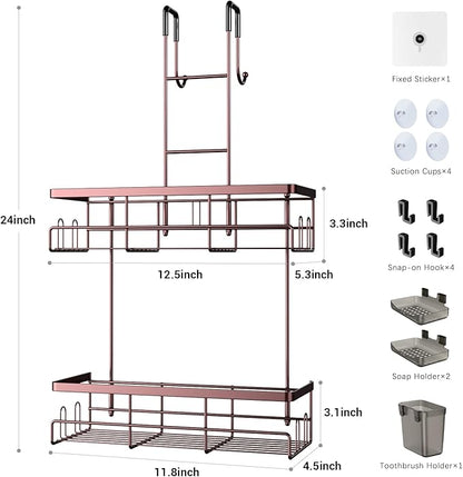 Over the Door Hanging Shower Caddy: Rustproof Hanging Organizer over the Door