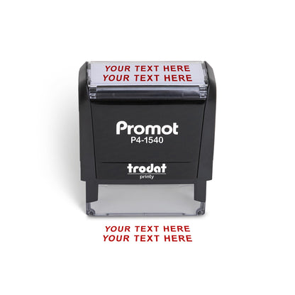 Promot Self Inking 2 Line Custom Stamp - Personalized Name Stamp for Office, Teacher, Address & Business Label Stamp - Choose Font, Ink Color, Pad, for Personal & Professional Use - Small