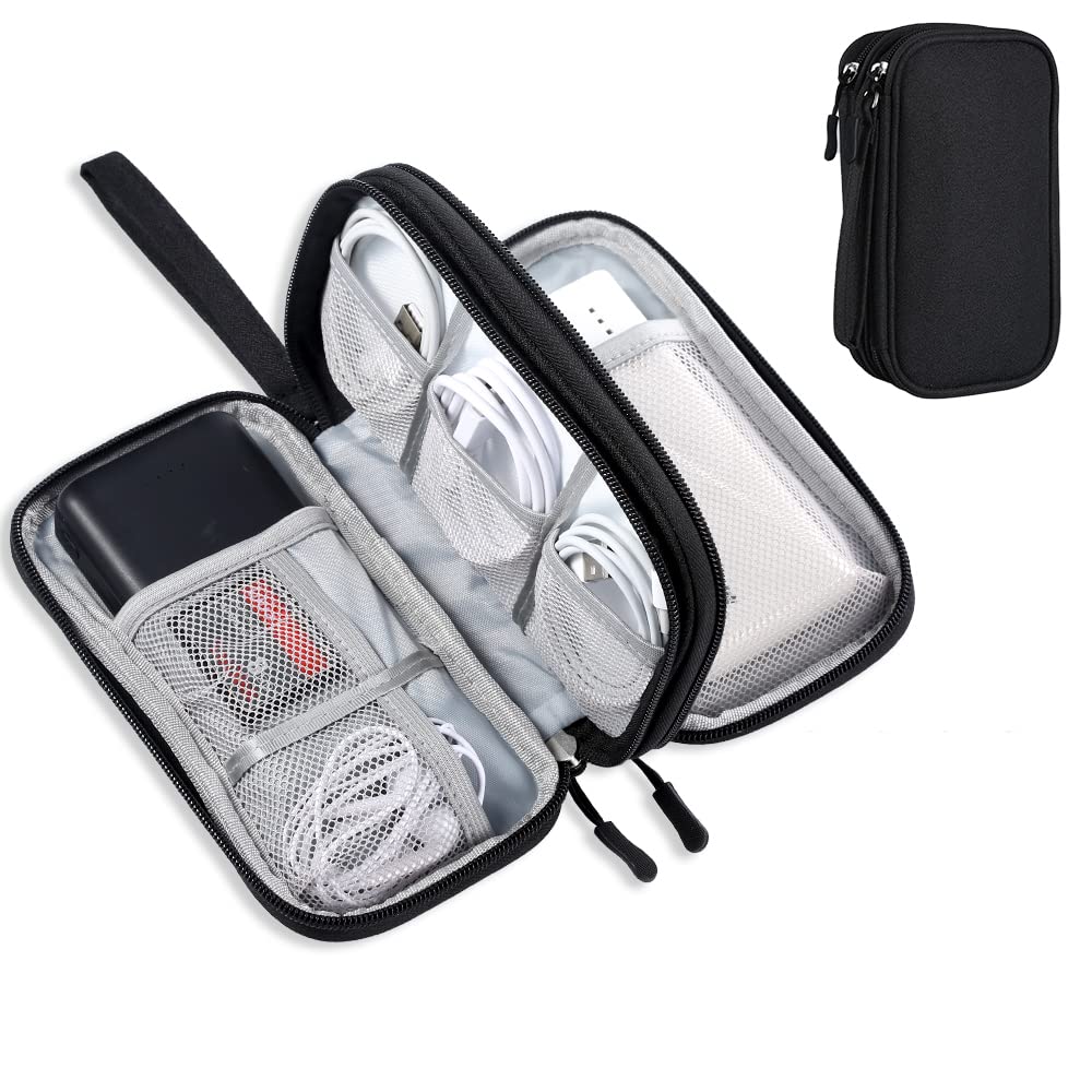 DDgro Travel Accessories Organizer Electronics Pouch for Keeping Certificates Charger/Power Bank/Cables/Mouse/Earphone (Medium, Black)