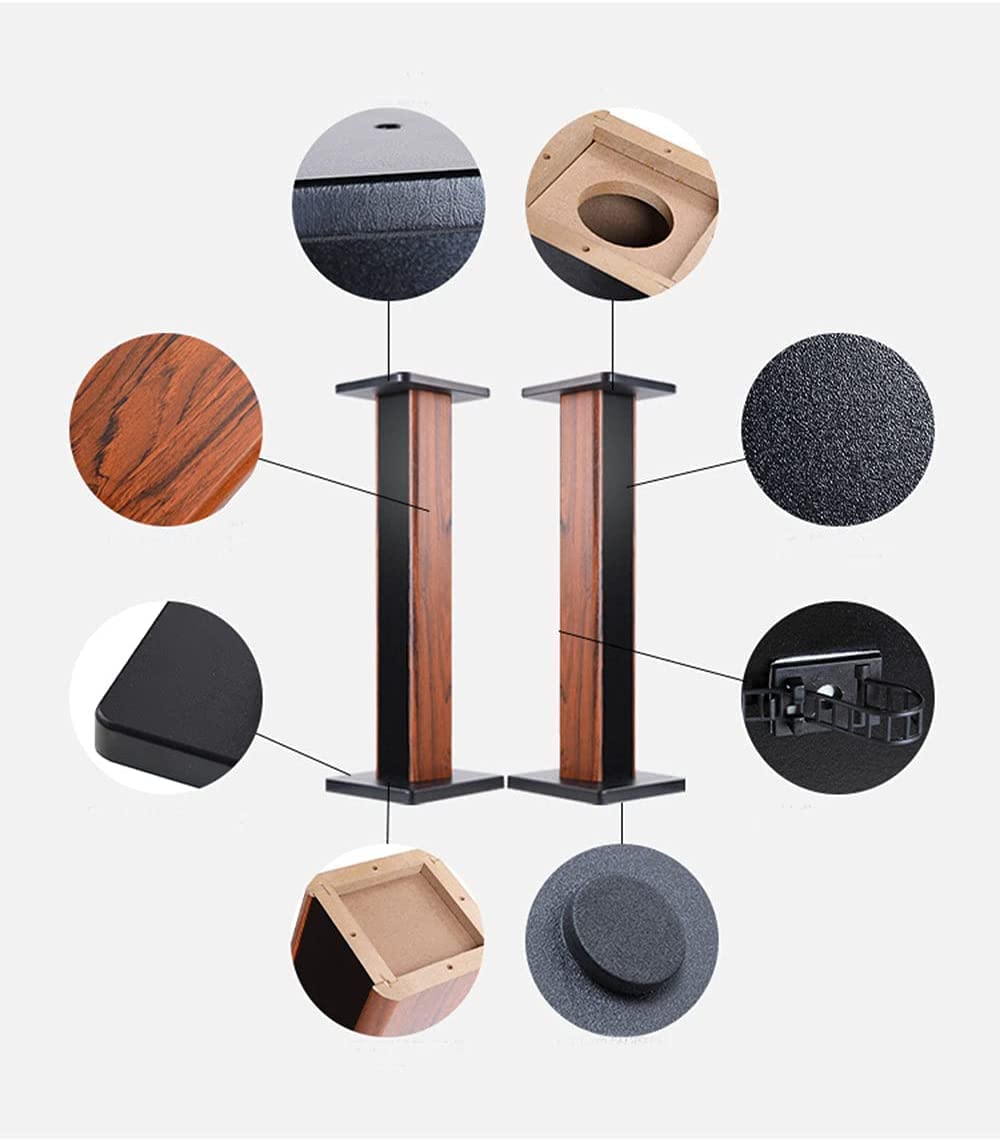 bimiti Speaker Stands Wood Grain 28 Inch Universal Floor Speaker Stands Pair Heavy Duty Surround Sound Speaker Monitor Stand for Home Theater with Sand Filling Tuning Function - 1 Pair