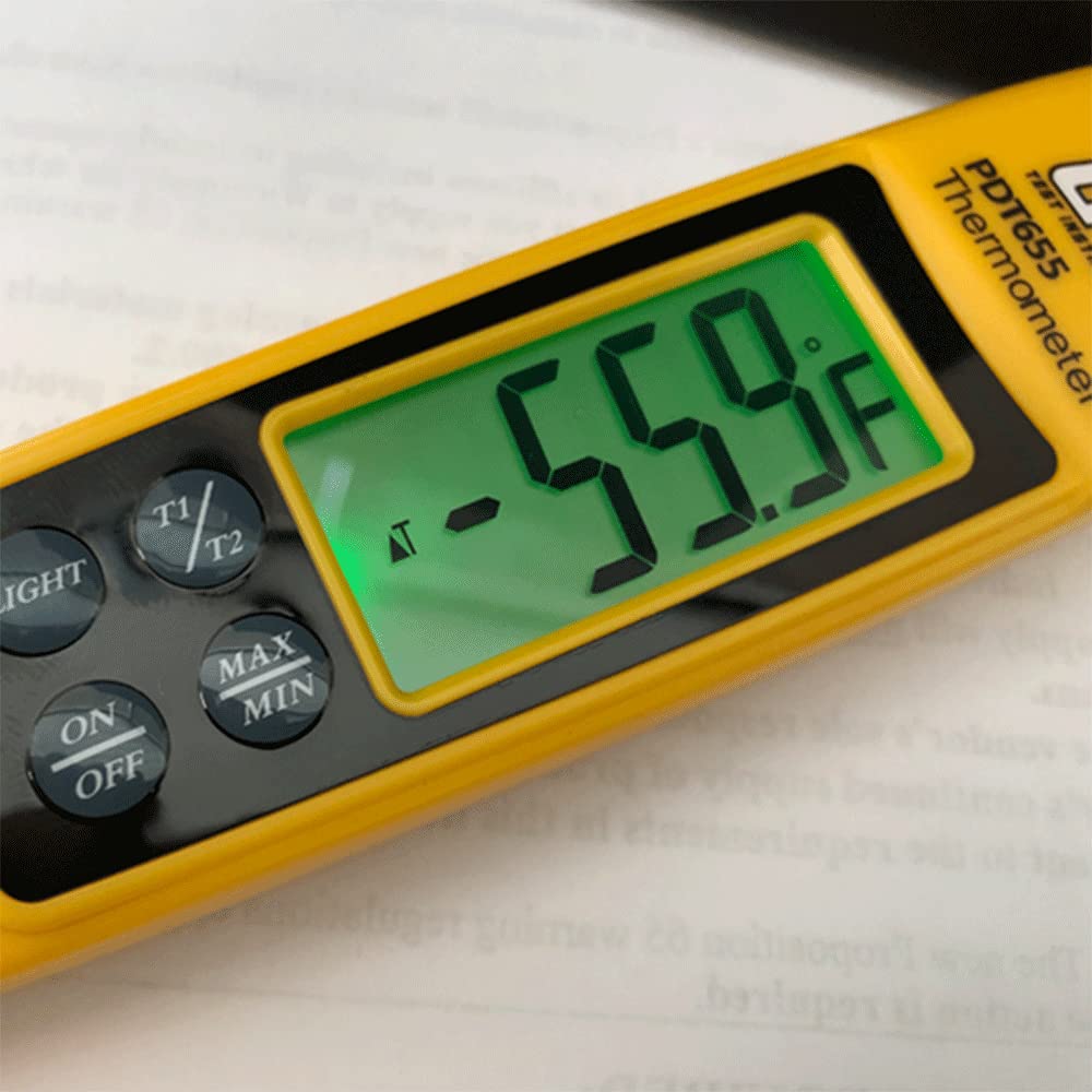 UEi PDT655 Differential Temperature Folding Pocket Thermometer, HVAC Digital Thermometer with Backlit Display and Magnetic Mount, Measures -58 to 572°F