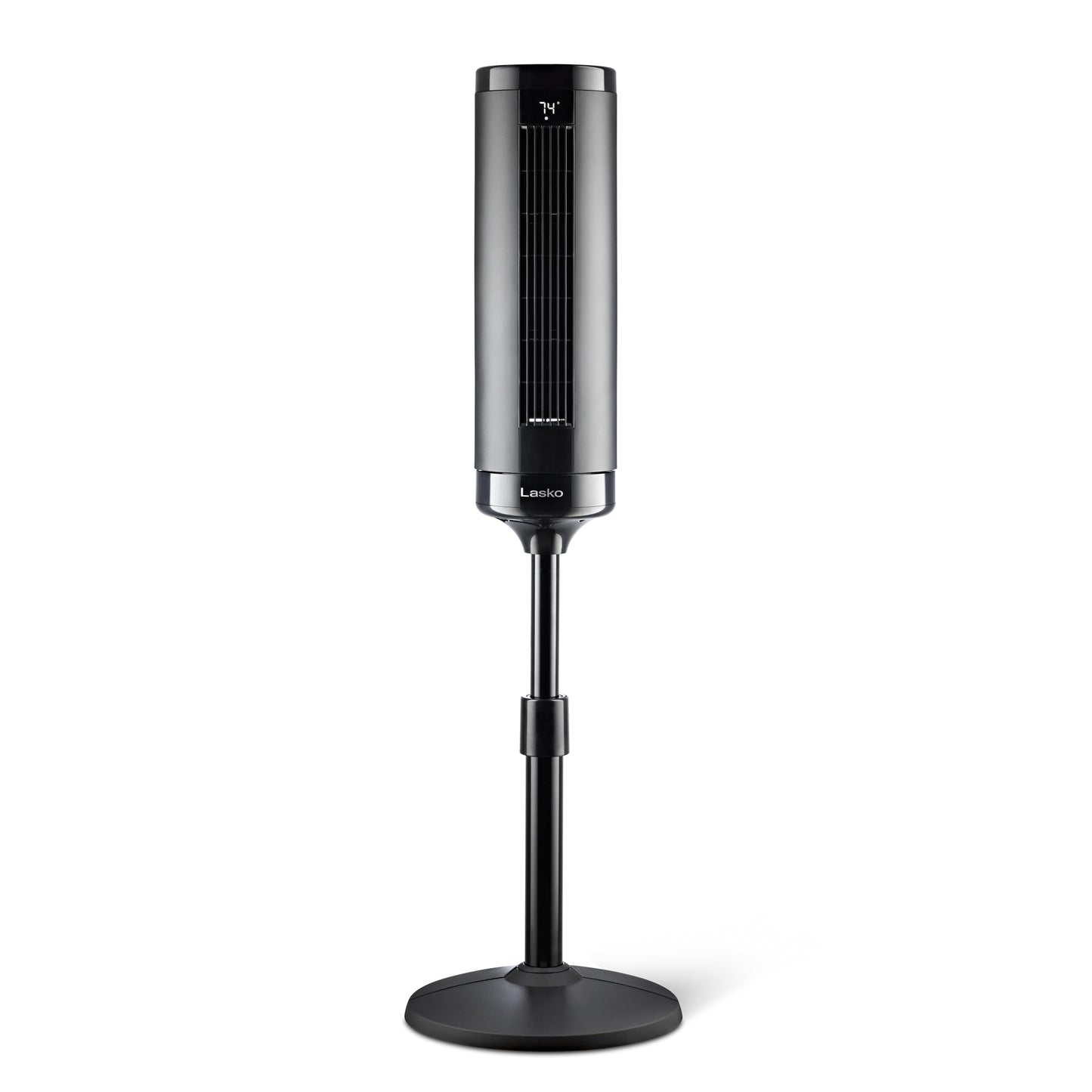 Lasko Elevation Adjustable Tower Fan 42”-54”, Pedestal Fan, 31 ft/s Airflow, Quiet 28 dB, 90° Oscillation, 12h Timer, Remote, Black, EST100