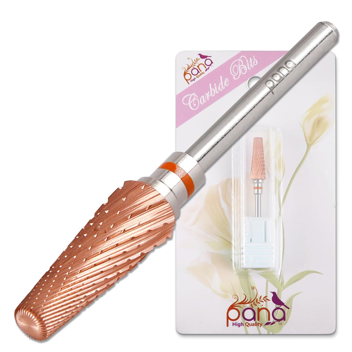 PANA Nail Carbide 5 in 1 Bit - Two Way Rotate use for Both Left and Right Handed - Fast Remove Acrylic or Hard Gel - 3/32" Shank - Manicure, Nail Art, Drill Machine (Fine - F, Silver)
