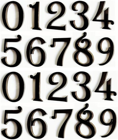 Mailbox Numbers 2 Inch, Black Door Address Number Stickers for Aprtment Office Home Room, Metal Shiny, Indoor or Outside all Suitable. (Dark, 2" - Set of 20)