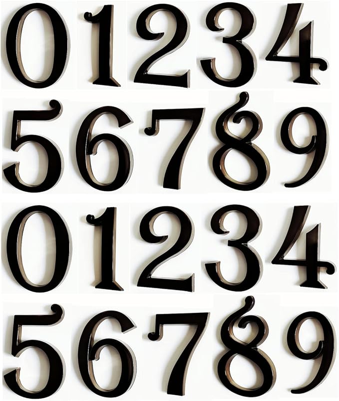 Black Mailbox Numbers, Self Adhesive Door Address Sign Number Stickers for Aprtment Office Home Room, Metal Shiny, Suit for Outside or Indoor. (Dark, 2.75" - Set of 20)
