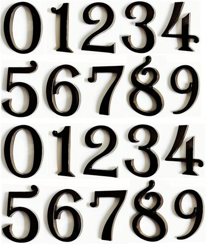 Black Mailbox Numbers, Self Adhesive Door Address Sign Number Stickers for Aprtment Office Home Room, Metal Shiny, Suit for Outside or Indoor. (Dark, 2.75" - Set of 20)