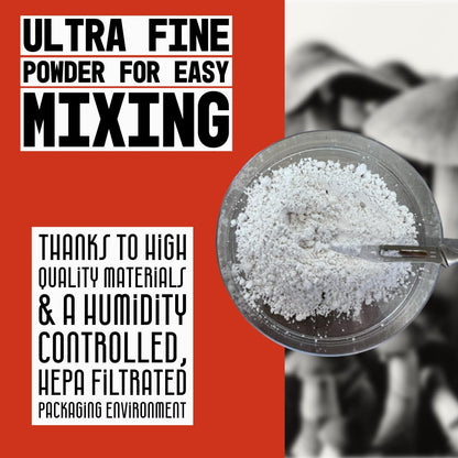 (1.0-20.0 lbs) Mycology Basics - Bulk Ultra-Fine Lab Grade Gypsum for Mushrooms, Food Grade, No Additives - Packaged in HEPA filtrated Enclosure for Sterility (5.0 lbs)
