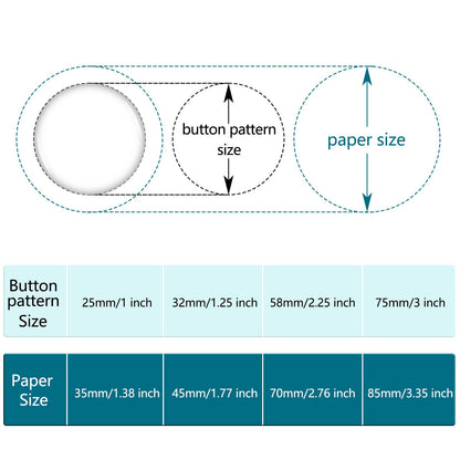 Happizza 200 Sets 58mm(2.25 in) Metal Round Button Supplies Buttons Making Parts, Pin Maker Parts Badge Supplies for ButtonsMaker, Including Metal Shells Back Cover, Clear Film&Blank Paper&Gasket