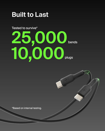 Belkin USB-C to USB-C Cable Fast Charging Cable (2M/6.6ft) for iPhone 16, iPhone 16 Pro, iPhone 16 Pro Max, Galaxy S25, S24, Note, Pixel, iPad Pro, Nintendo Switch 2, Carplay & More - Black