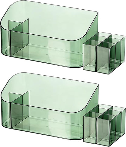 SUNFICON 2 Pack Makeup Trays Organizers Holders Cosmetic Display Cases Tabletop Desktop Vanity Countertop Bathroom Wall Cabinet Medicine Storage Boxes for Womens Ladies Girls Crystal Green