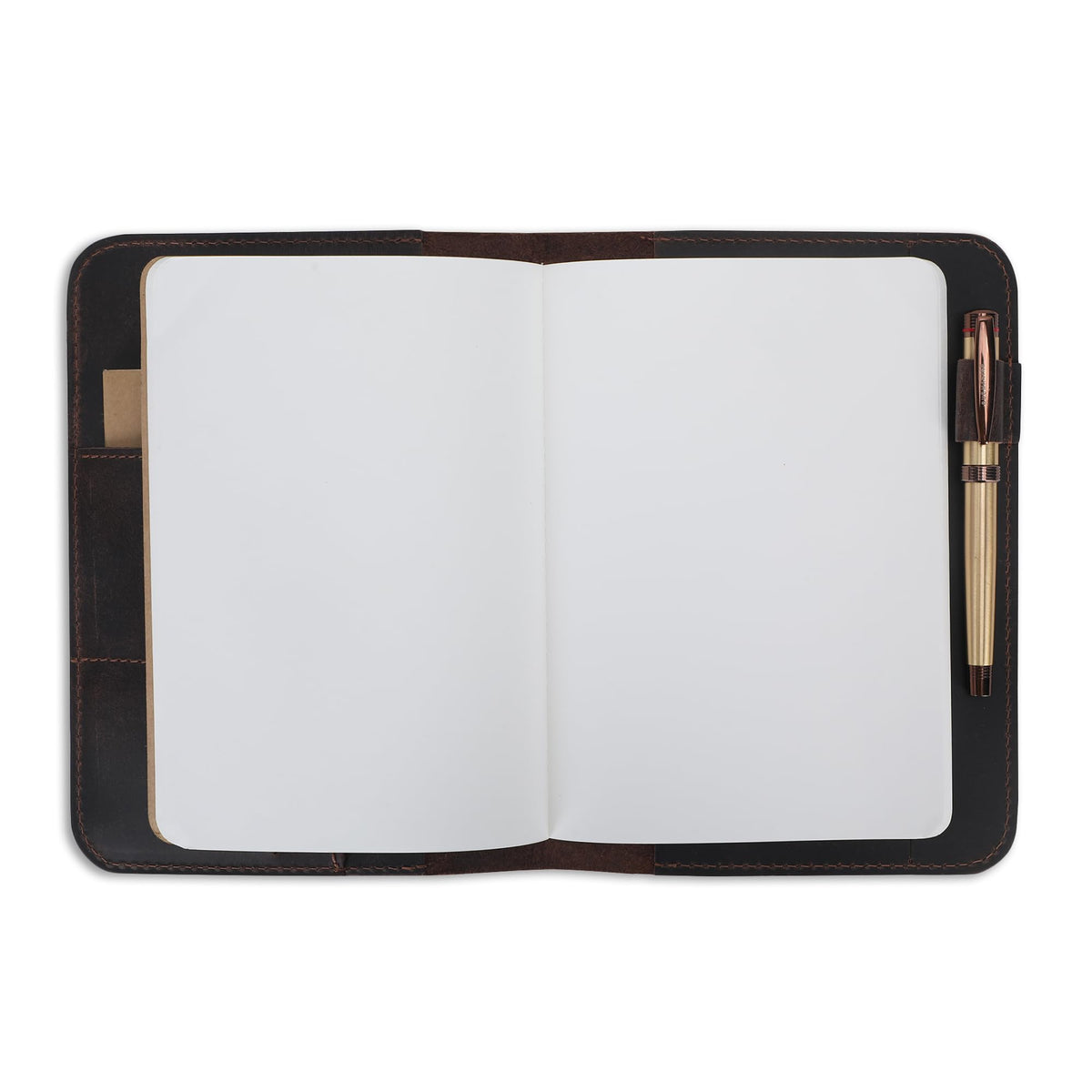 CestAntiQ, Leather Journal Cover | (5.75"x8.25") Notebook Medium A5 | Refillable Cahier | Leather Bound Journal cover for Travelers Writers | Gift for Anyone (Brown)