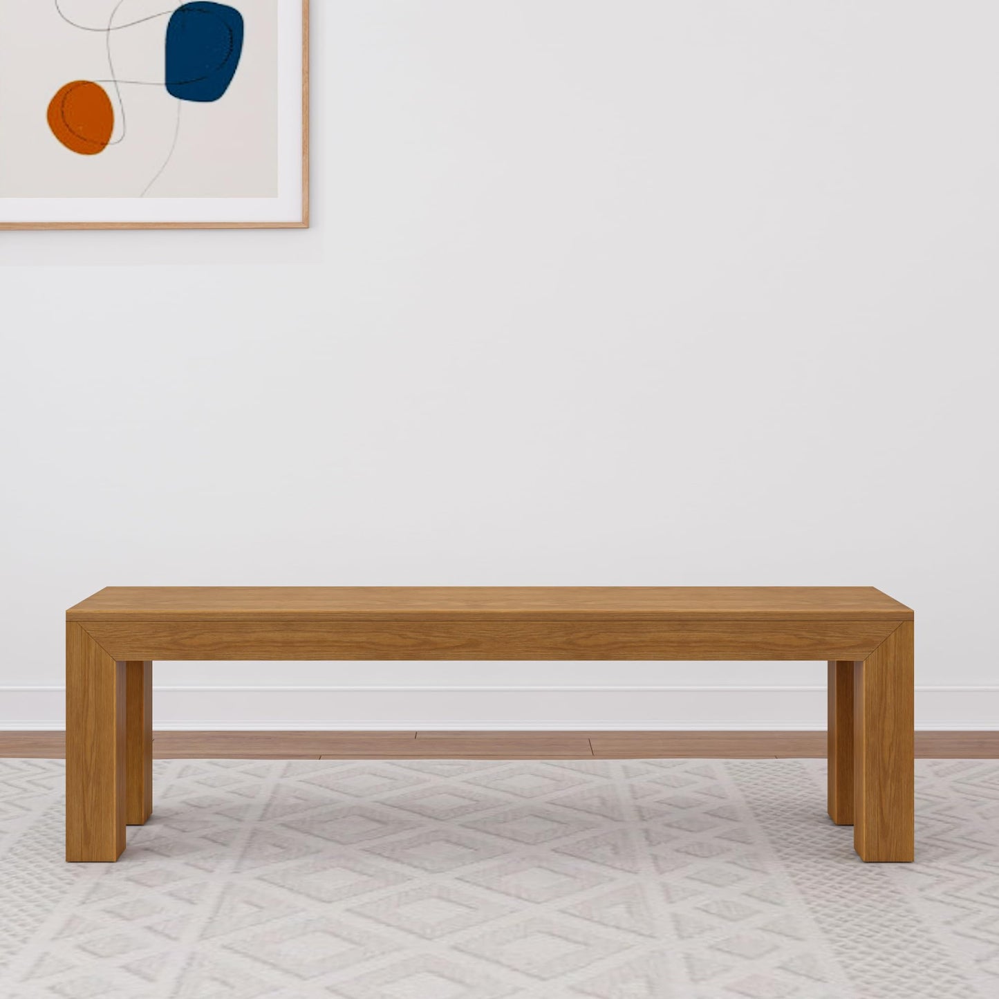Plank+Beam 60 Inch Dining Bench for Dining Room, Bench for 72 Inch Table Kitchen Dining Seat, Wooden Outdoor Bench, Solid Wood Entryway Bench, Pecan Wirebrush