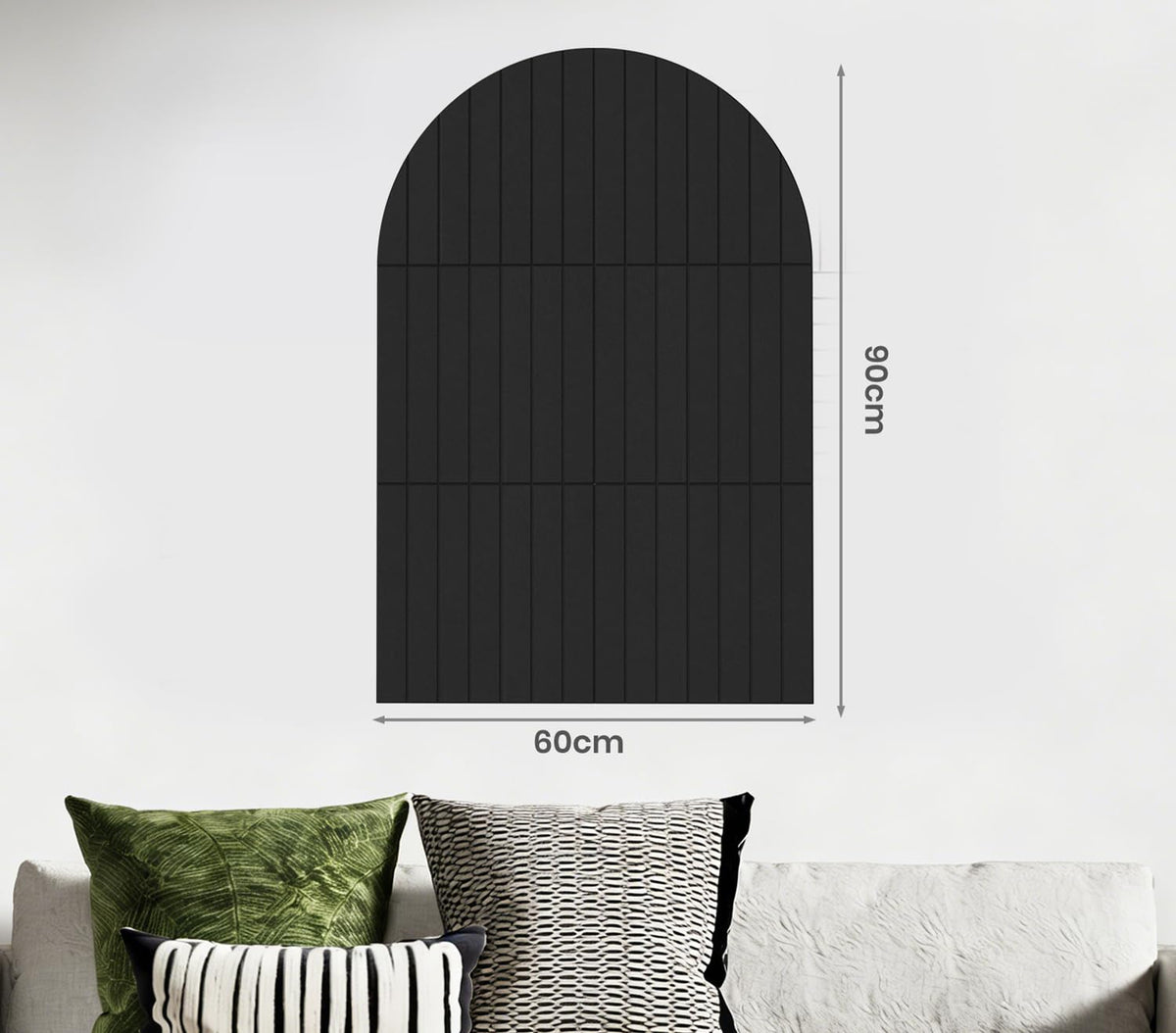 Large Arched Felt Bulletin Board 35" x 24",Cork Board Alternative - 6 Customized Felt Wall Tiles with Push Pins, Cork Boards for Walls Pin Board for Office & Home Panels - Black