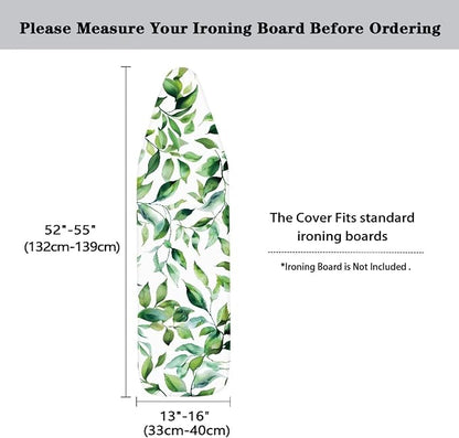 Green Leaves Ironing Board Cover Standard Size 15 x 54 Stain Resistant