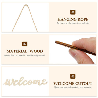 5pcs Wooden Welcome Cutout, Welcome Letters for Wood Sign, for Home Porch Restaurant Bar Decor 14.56 Inch Durable Wall Hanging Ornament